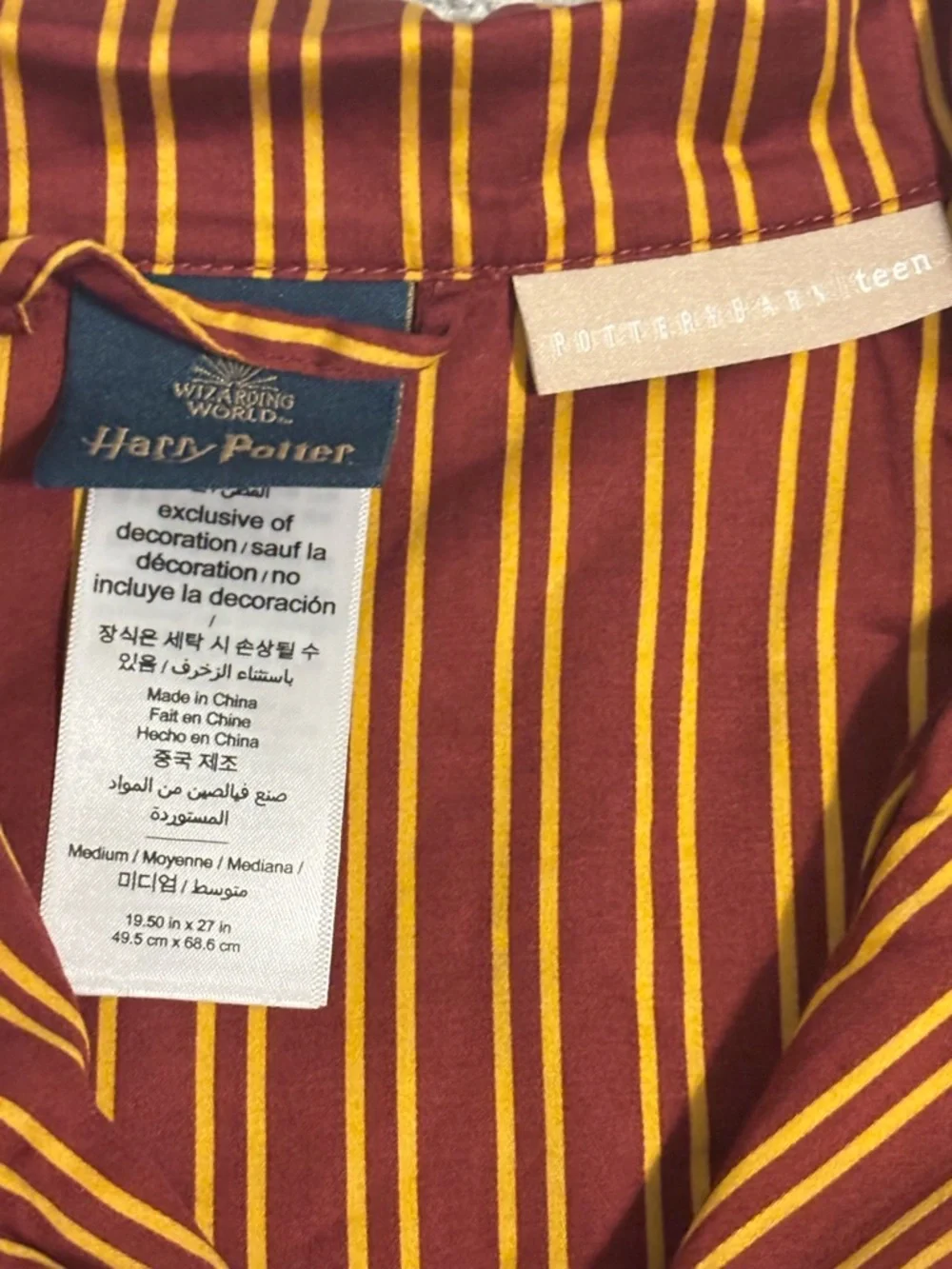 Pottery Barn Harry Potter Gryffindor 100% Organic Cotton Pajama Set | Medium